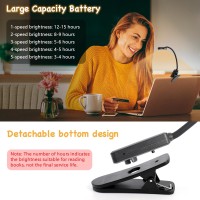 Galyjiche Book Light For Reading In Bed Rechargeable Led Reading Light Small Lightweight Clip On Book Light Three Colors And