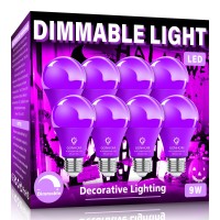 Gonhom 8 Pack A19 Led Purple Light Bulb9W Purple Lights Equivalent 100W Colored Light Bulbse26 Base Purple Led Lights For Hall