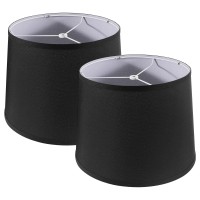 Lamp Shades Set Of 2 11X13X10 Large Black Lampshades Drum Lampshade For Table Lamps Floor Lamp Natural Linen Fabric Rep