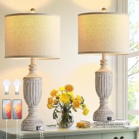 Farmhouse Table Lamp For Living Room Set Of 2, 28