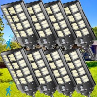 Jadisi 8Pack 12800W Solar Street Lights Outdoor Waterproof 1920000Lm Dusk To Dawn Street Light Solar Powered Wide Angle Lamp