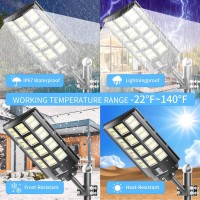 Jadisi 8Pack 12800W Solar Street Lights Outdoor Waterproof 1920000Lm Dusk To Dawn Street Light Solar Powered Wide Angle Lamp