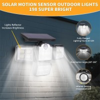 Adgustar Solar Outdoor Light With Lights Reflector Motion Sensor Ip65 Waterproof Remote Control 4 Heads 270 Wide Angle Solar Pow