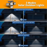 Adgustar Solar Outdoor Light With Lights Reflector Motion Sensor Ip65 Waterproof Remote Control 4 Heads 270 Wide Angle Solar Pow