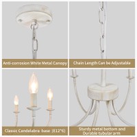 Rviezza French Country Chandelier 6Light Antique White Farmhouse Chandelier For Dining Room Lighting Fixtures Hanging Candle