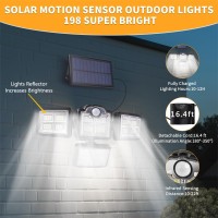 Adgustar Solar Outdoor Lights With Lights Reflector Motion Sensor Ip65 Waterproof Remote Control 4 Heads 270 Wide Angle Solar Po