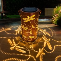 Anytalk Solar Lanterns Outdoor, Waterproof Hanging Solar Lantern Garden Decor, Solar Lantern Lights For Backyard Porch Patio Table Yard Balcony Lawn Pathway (Dragonfly)