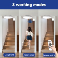 Motion Sensor Ceiling Light, 7.8 Inch Wireless Ceiling Light With Usb Rechargeable Battery Powered, 5500K 8000Mah Indoor Outdoor Led Ceiling Light For Closet Stairs Bathroom Laundry Garage Pantry 2Pcs