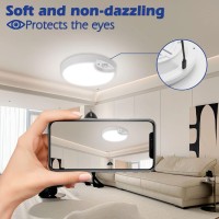 Motion Sensor Ceiling Light, 7.8 Inch Wireless Ceiling Light With Usb Rechargeable Battery Powered, 5500K 8000Mah Indoor Outdoor Led Ceiling Light For Closet Stairs Bathroom Laundry Garage Pantry 2Pcs