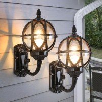 Ptoug 2Pack Outdoor Wall Lights, Anti-Rust & Waterproof Ip65 Outdoor Wall Lantern Victorian E26 Glass Porch Light, 12.6