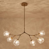 Catiner Gold Sputnik Chandeliers For Dining Room Mid Century Crystal Glass Chandeliers 6 Lights Modern Ceiling Pendant Light Fix