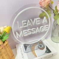 Leave A Message Neon Sign With Holder Base Neon Guestbook Table Sign For Wedding Shop Business Desk Decor Reception Welcome Led