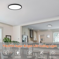 Taloya Flush Mount Led Ceiling Light Fixture 10 Inch Low Profile For Kitchen Bedroom Bathroom Outdoor Living Room Dining Room Hallway Porch Laundry Farmhouse,20W,3200Lm,5000K,Thin,Black,Round,4 Pack