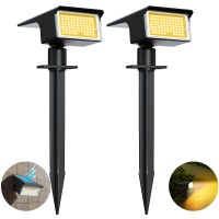 Lotmos Solar Spot Lights Outdoor, [ 4 Modes/75 Led ] 2-In-1 Solar Landscape Lights, Auto On/Off Solar Spotlights Outdoor Waterproof Warm White Solar Powered For Driveway Yard Wall Garden, 2 Pack