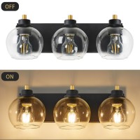 Tuscarora 3 Light Bathroom Vanity Light Black And Gold Bathroom Light Fixtures Over Mirror Modern Vanity Light With Clear Glas