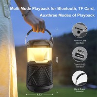 Outdoor Lantern Portable Bluetooth Speakers Ipx6 Waterproof Wireless Speaker With Led Lights For Camping Patio Yard Party Hikin