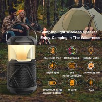 Outdoor Lantern Portable Bluetooth Speakers Ipx6 Waterproof Wireless Speaker With Led Lights For Camping Patio Yard Party Hikin