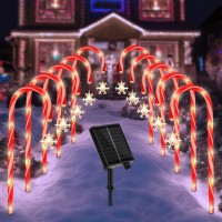 Daylightir 10Pcs Christmas Decorations Candy Cane Lights With Haning Snowflake, Solar Christmas Pathway Lights With 8 Lighting-Modes, Led Stake Lights For Holiday Indoor Outdoor Decoration