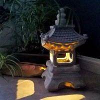 Blogiiup Solar Pagoda Lantern Outdoor Lights Japanese Style Lantern Garden Ornament For Patio Decorations (Style 3)