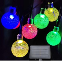 Splocolor Solar String Lights Outdoor Waterproof, 36Ft 60 Leds 8 Modes Solar Fairy Crystal Globe Christmas String Lights For Holiday Party Gardens Backyard Wedding