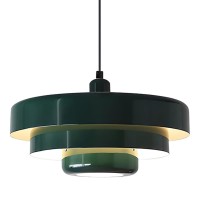 Qepeety Nordic Pendant Light Mid Century Modern Pendant Light Fixtures 3Layer Design 138 Inch Green Metal Shade Green Chan