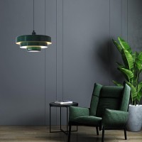 Qepeety Nordic Pendant Light Mid Century Modern Pendant Light Fixtures 3Layer Design 138 Inch Green Metal Shade Green Chan