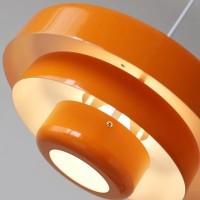 Qepeety Mid Century Pendant Lamp 1Light Orange Ceiling Pendant Light 3Layer Shade Design Scandinavian Style Metal Flush Mount