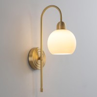 Qepeety Globe Wall Lighting 1-Light Gold Brass Wall Lamps Minimalist Style Modern Indoor Bedside Wall Sconce Lamp For Hallway Living Room Bedroom (B)