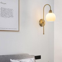 Qepeety Globe Wall Lighting 1-Light Gold Brass Wall Lamps Minimalist Style Modern Indoor Bedside Wall Sconce Lamp For Hallway Living Room Bedroom (B)