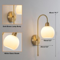 Qepeety Globe Wall Lighting 1-Light Gold Brass Wall Lamps Minimalist Style Modern Indoor Bedside Wall Sconce Lamp For Hallway Living Room Bedroom (B)