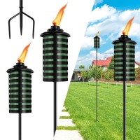 Fantorches 4 Pack Home Garden Torch 16Oz Green Outdoor Metal Torch Garden D Cor 59Inch Upgraded Citronella Torches With 3Pr