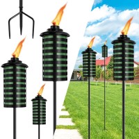 Fantorches 6 Pack Home Garden Torch 16 Oz Outdoor Green Metal Torch Garden D Cor 59Inch Upgraded Citronella Torches With 3P