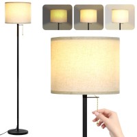 Modern Floor Lamp For Living Room Traditional Farmhouse Floor Lamps Midcentury Pole Lamp With Linen Lamp Shade Standing Tall F