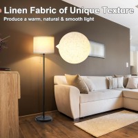 Modern Floor Lamp For Living Room Traditional Farmhouse Floor Lamps Midcentury Pole Lamp With Linen Lamp Shade Standing Tall F