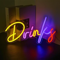 Drinks Neon Sign,Bar Neon Sign,Neon Signs For Wall Decor,Neon Sign For Room,Colorful Neon Light Drinks Led Neon Bar Signs Usb Powered Light Up Wall Decor For Teen Boys Room Bedroom Bar Hotel