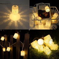 Vigdur 10Ft Lantern String Lights - Hollow-Out Style Decorative String Lights Connectable Waterproof Indoor Outdoor Patio Lights For Garden Party Bedroom Christmas Decor, White