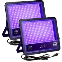 Ouside 2 Pack 150W Led Black Light Uv Black Lights For Glow Party Ip66 Waterproof Uv Flood Light For Blacklight Party Hallowe