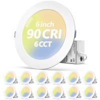 Fondwell 6Inch Led Recessed Light 6Cct 12W 90Cri 1050Lm For Super Bright Illumination