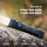 Olight Seeker 4 Rechargeable Bright Flashlights 3100 High Lumens Usbc Charging Flashlight 400 Meters Powerful Led Long Rage F