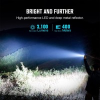 Olight Seeker 4 Rechargeable Bright Flashlights 3100 High Lumens Usbc Charging Flashlight 400 Meters Powerful Led Long Rage F