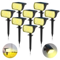 Sjuedeng 8 Pack Solar Lights Outdoor Waterproof 64 Leds Solar Spotlights With 3 Lighting Modes,Solar Landscape Lights Wall Lights For Garden Pool Courtyard Driveway (Warm White)