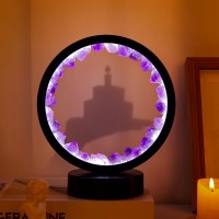 Runyansghi Amethyst Tooth Night Lamp 86 Natural Healing Crystal Bedside Lamp Usb Port 3 Colours Dimming Mode Bedroom Lamp Sui