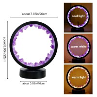 Runyansghi Amethyst Tooth Night Lamp 86 Natural Healing Crystal Bedside Lamp Usb Port 3 Colours Dimming Mode Bedroom Lamp Sui