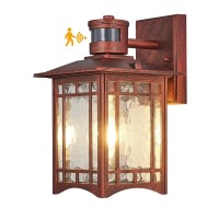 Dusk To Dawn Motion Sensor Outdoor Lights Dark Red Exterior Light Fixture Wall Mount For Outside House Porch Patio Garage Ya