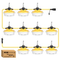 Yxl 130W 16000Lm Construction String Lights With Metal Cages 100Ft Industrial String Work Lights Ip65 Waterproof 123Lmw Super