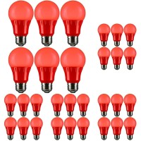 Sunlite 40471 Led A19 Colored Light Bulb, 3 Watts (25W Equivalent), E26 Medium Base, Non-Dimmable, Ul Listed, Party Decoration, Holiday Lighting, 6 Count, Red (Pack Of 5)