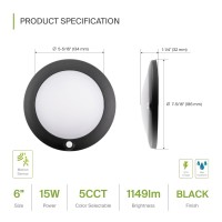 Asd Motion Sensor Led Disk Lights 6 Inch 2700K3000K3500K4000K5000K 15W Indoor Ceiling Flush Mount Light Fixture Low Profi