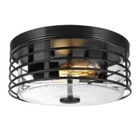 Rosient Close To Ceiling Light Fixture Farmhouse Flush Mount Ceiling Light Ceiling Lamp With Seeded Glass Black Close To Ceil