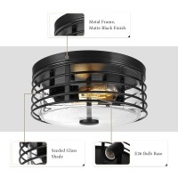 Rosient Close To Ceiling Light Fixture Farmhouse Flush Mount Ceiling Light Ceiling Lamp With Seeded Glass Black Close To Ceil