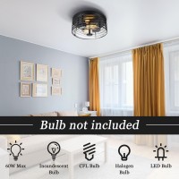 Rosient Close To Ceiling Light Fixture Farmhouse Flush Mount Ceiling Light Ceiling Lamp With Seeded Glass Black Close To Ceil